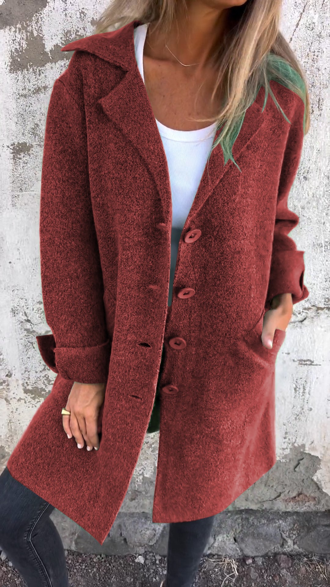 CLEARANCE SALEš„ Casual Lapel Wool Single Breasted Long Coat- 48% OFF