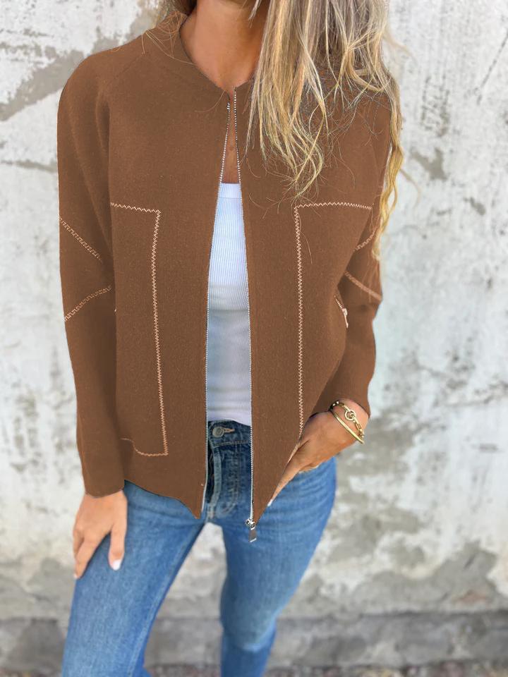 CLEARANCE SALEš„Casual Round Neck Zipper Thin Jacket