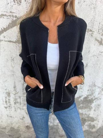 CLEARANCE SALEš„Casual Round Neck Zipper Thin Jacket