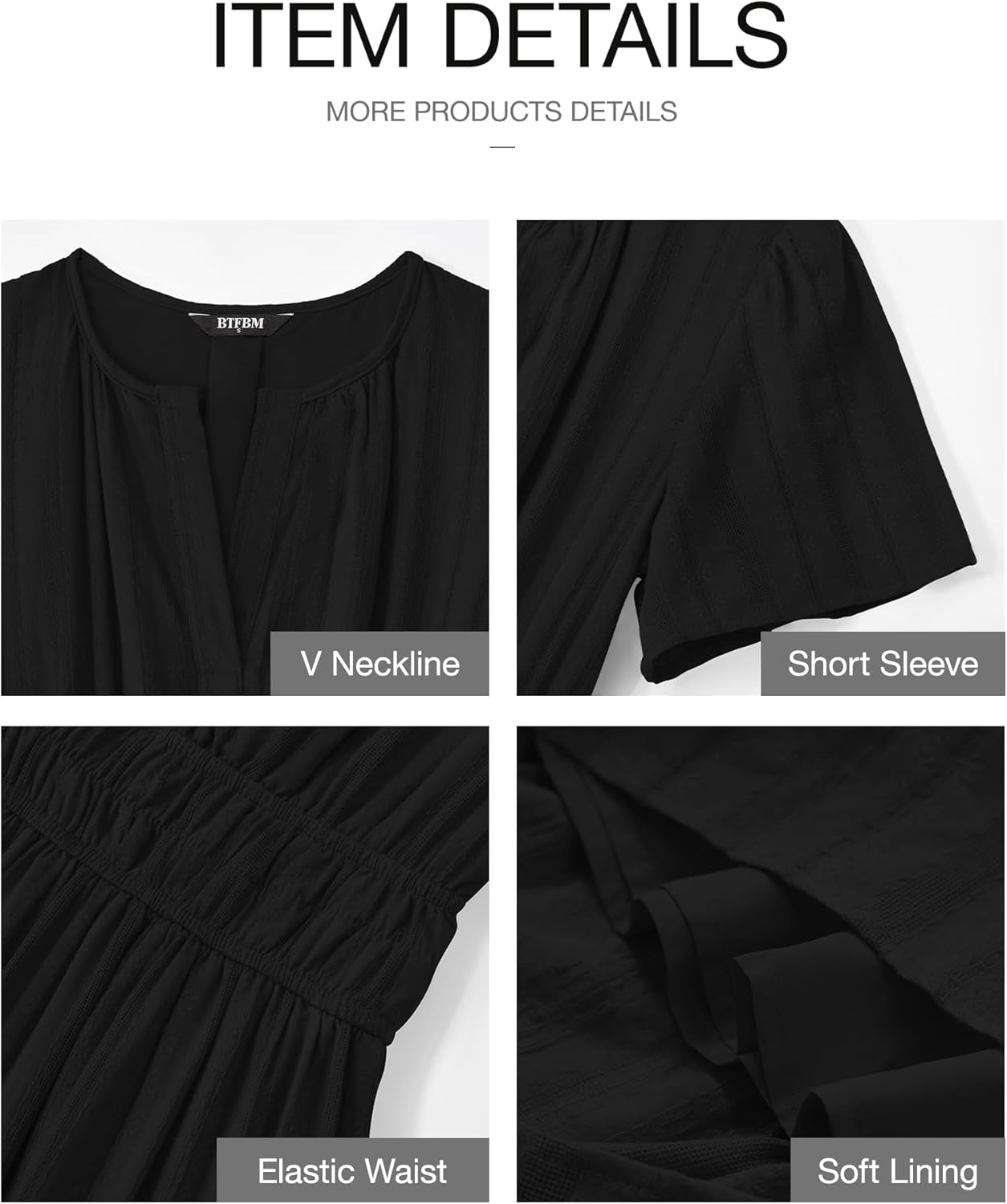 HOT SALE Womens Summer Lightweight Short Sleeve V Casual Midi Maxi Dresses
