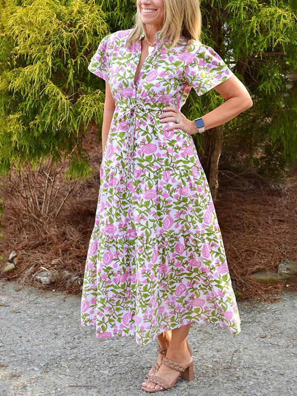 NEW🔥 Floral Print Elastic Waist Dress- Tax Free