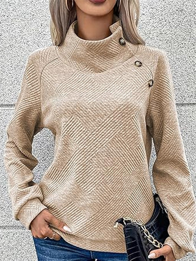 🎄Christmas Clearance🔥Women's High Neck Special Button Designer Sweatshirt