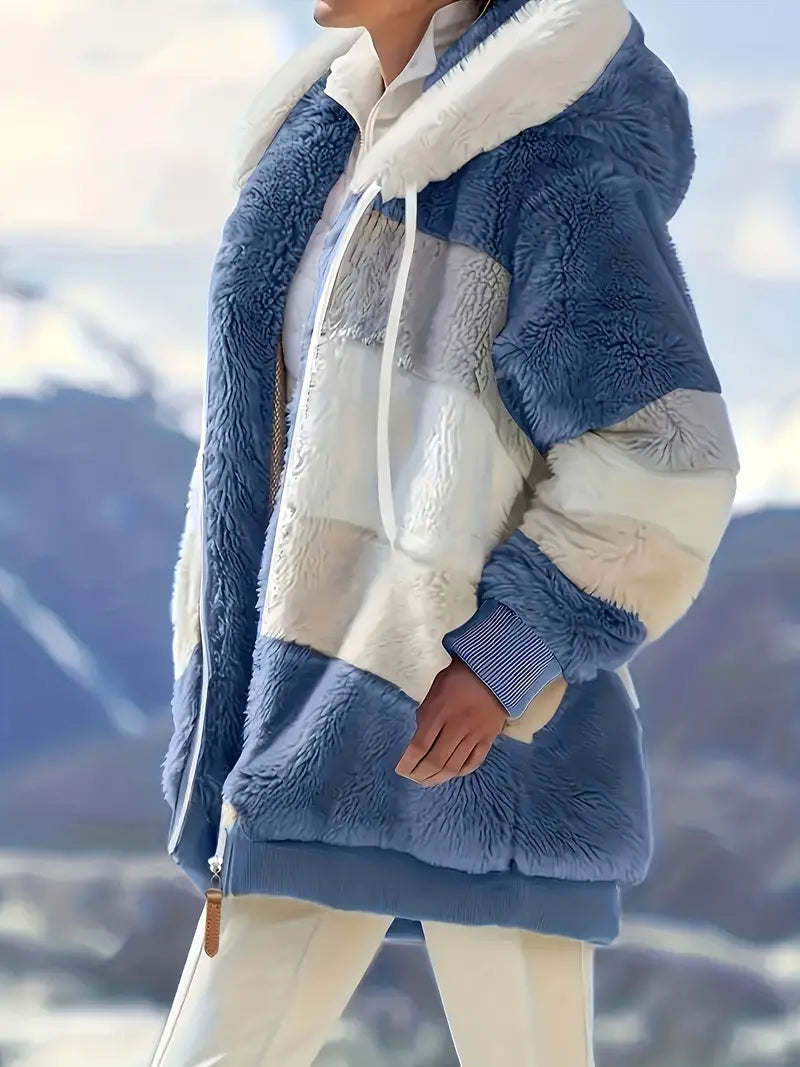CLEARANCE SALEš„ Stylish Color Block Fur Jacket