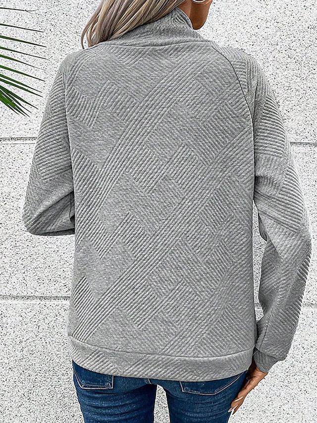 🎄Christmas Clearance🔥Women's High Neck Special Button Designer Sweatshirt
