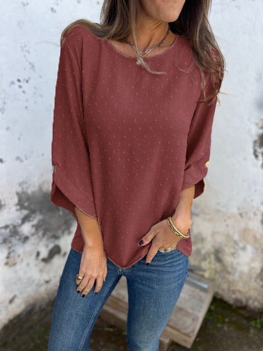 CLEARANCE SALEš„ Round Neck Embroidered Large Cuffs Casual Shirt