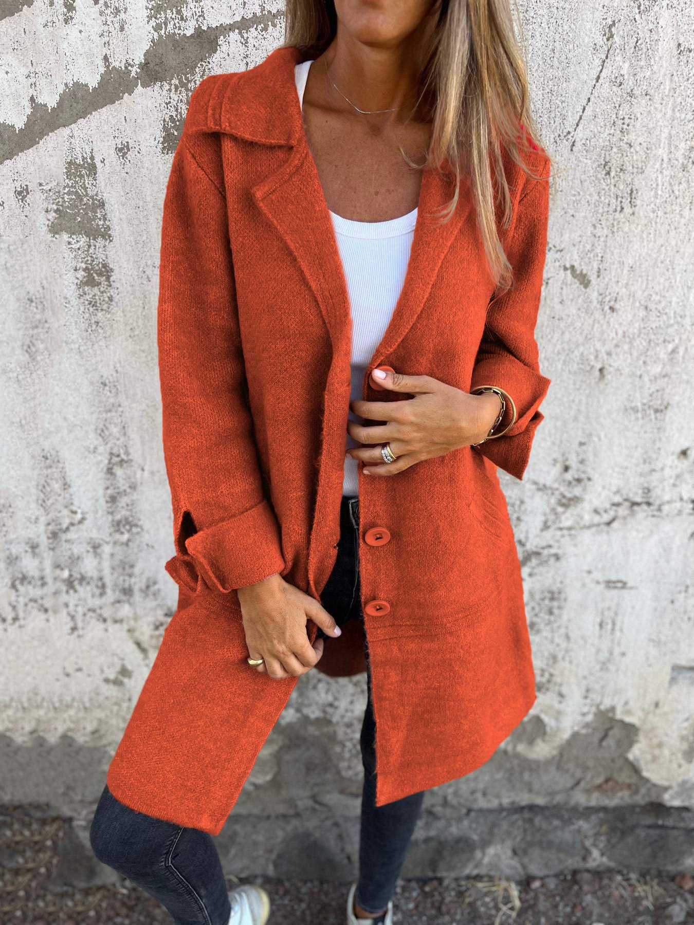 CLEARANCE SALEš„ Casual Lapel Wool Single Breasted Long Coat- 48% OFF