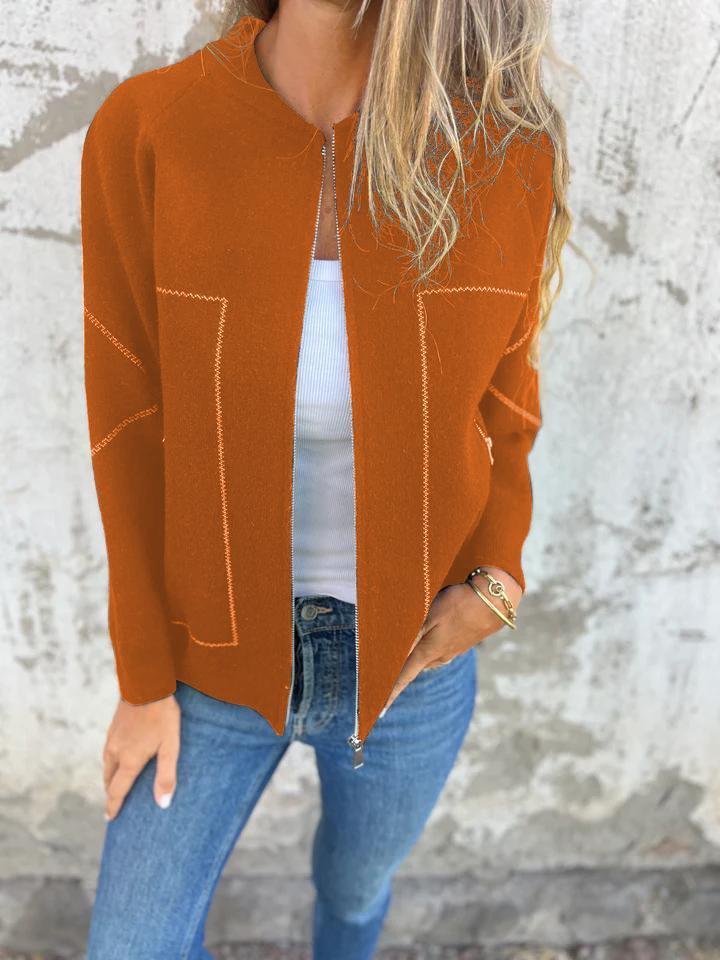 CLEARANCE SALEš„Casual Round Neck Zipper Thin Jacket