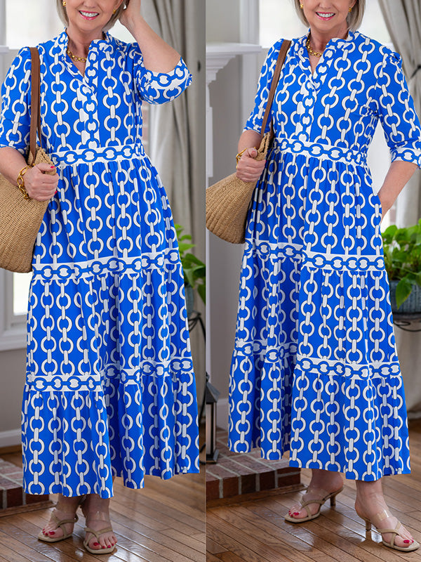 NEW🔥 Lapel Printed Dress- Tax Free