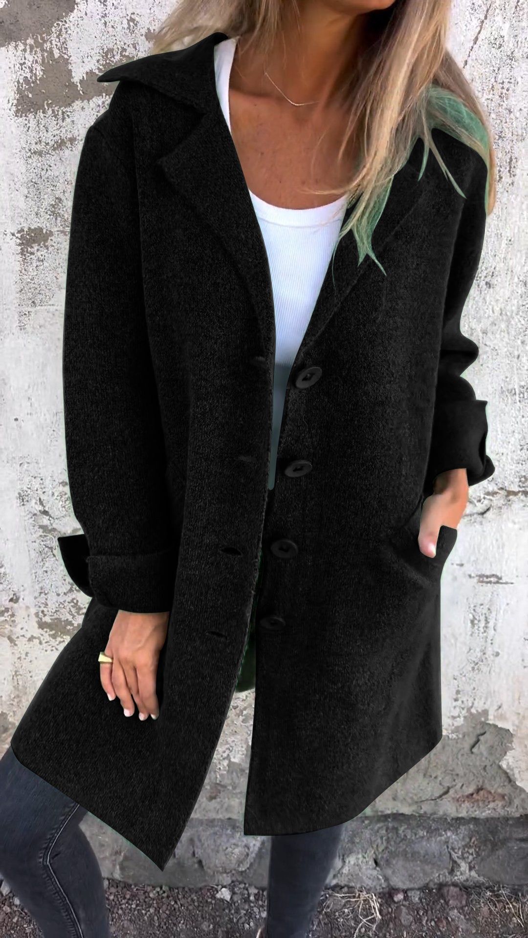 CLEARANCE SALEš„ Casual Lapel Wool Single Breasted Long Coat- 48% OFF