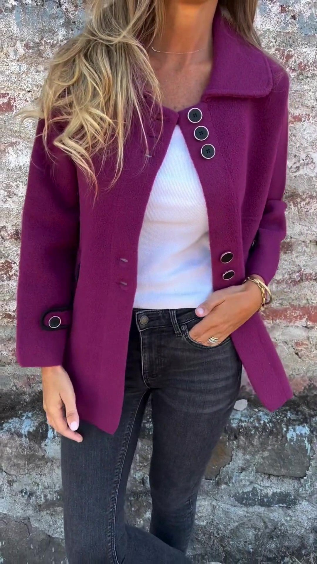 CLEARANCE SALEš„ Women's Casual Wool Lapel Button Coat