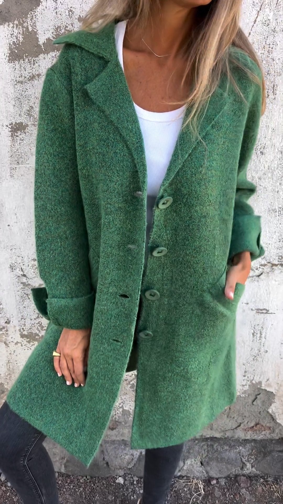 CLEARANCE SALEš„ Casual Lapel Wool Single Breasted Long Coat- 48% OFF