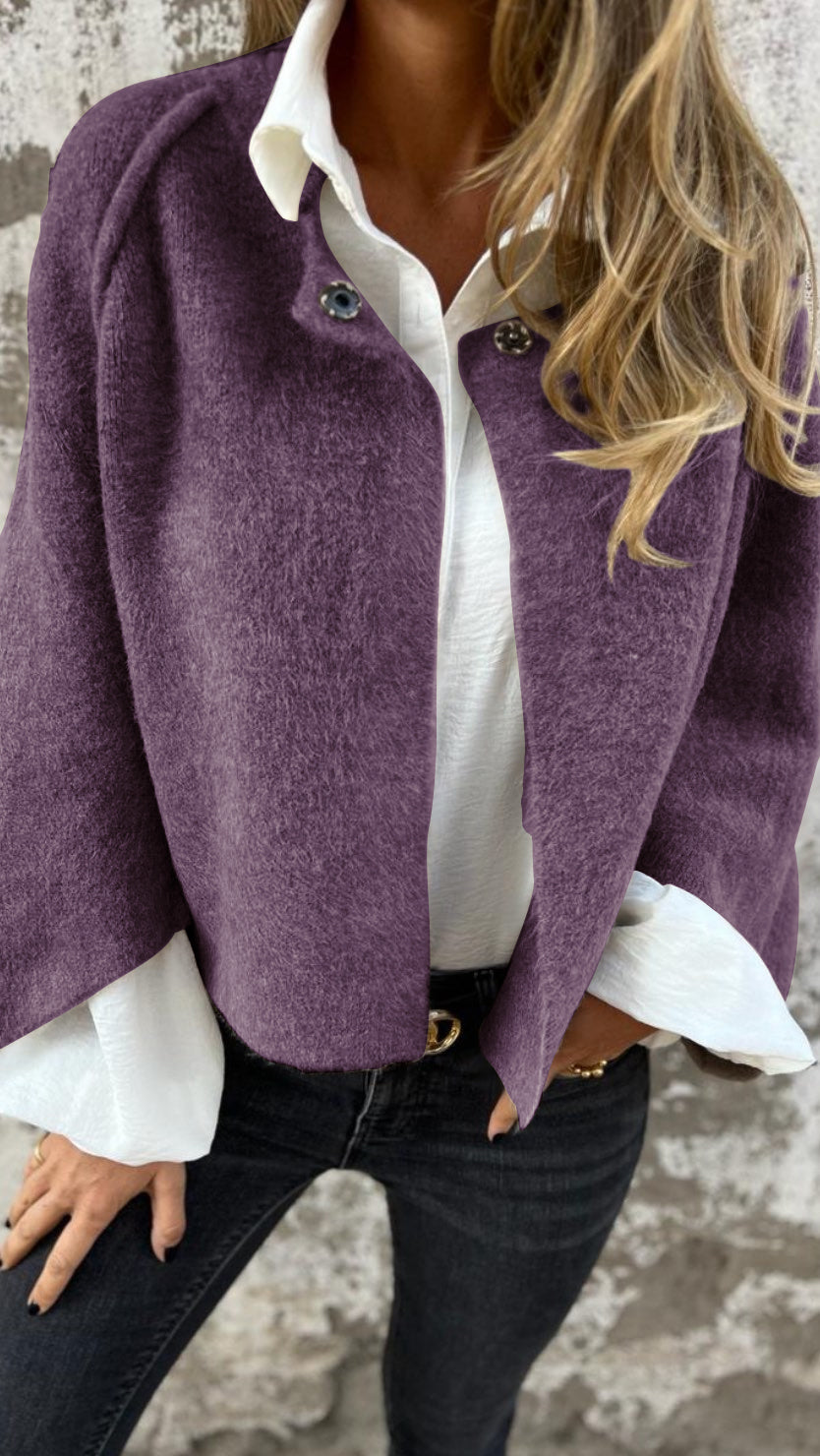 NEW IN- 50% OFF🔥Women's Cotton Woolen Round Neck Woolen Long Sleeve Coat