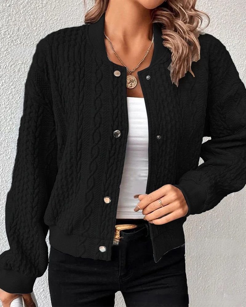 Women's Comfortable Knitted Jacket Cardigan with Elegant Buttons