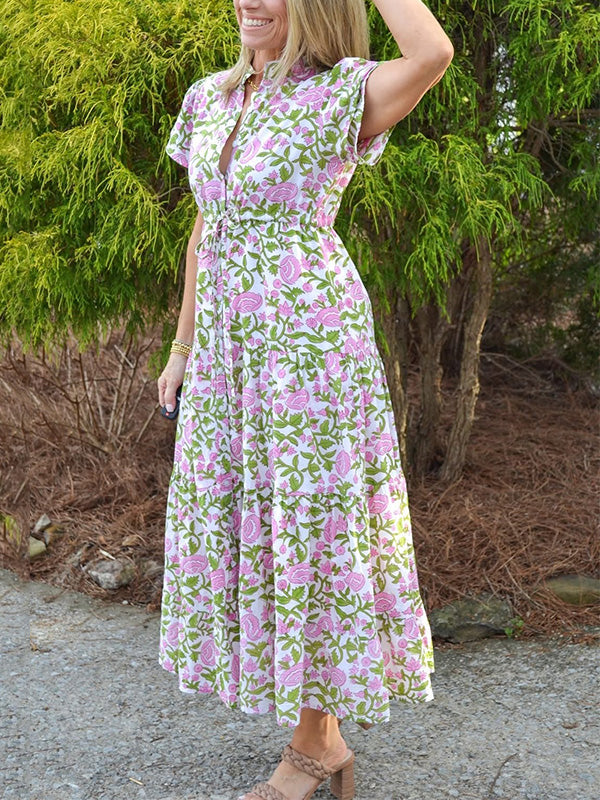 NEW🔥 Floral Print Elastic Waist Dress- Tax Free
