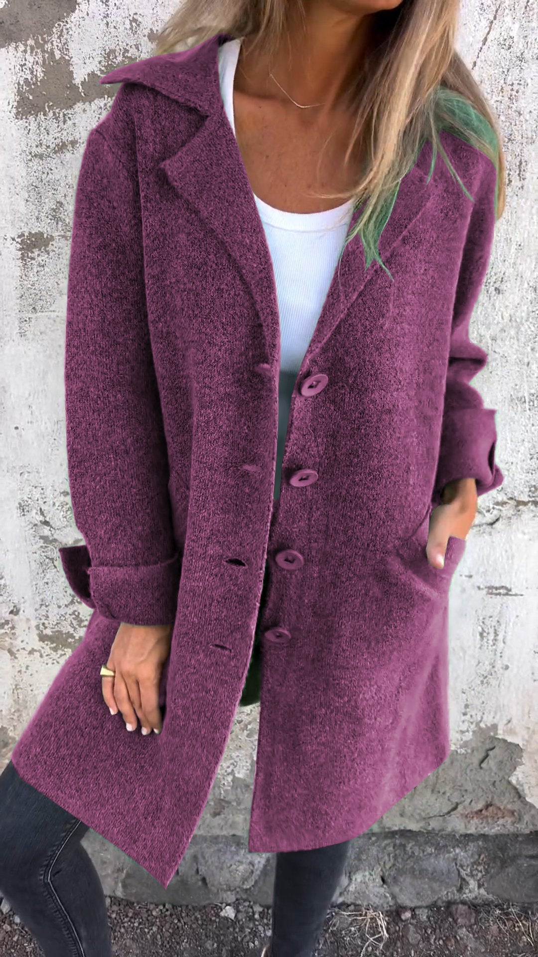 CLEARANCE SALEš„ Casual Lapel Wool Single Breasted Long Coat- 48% OFF