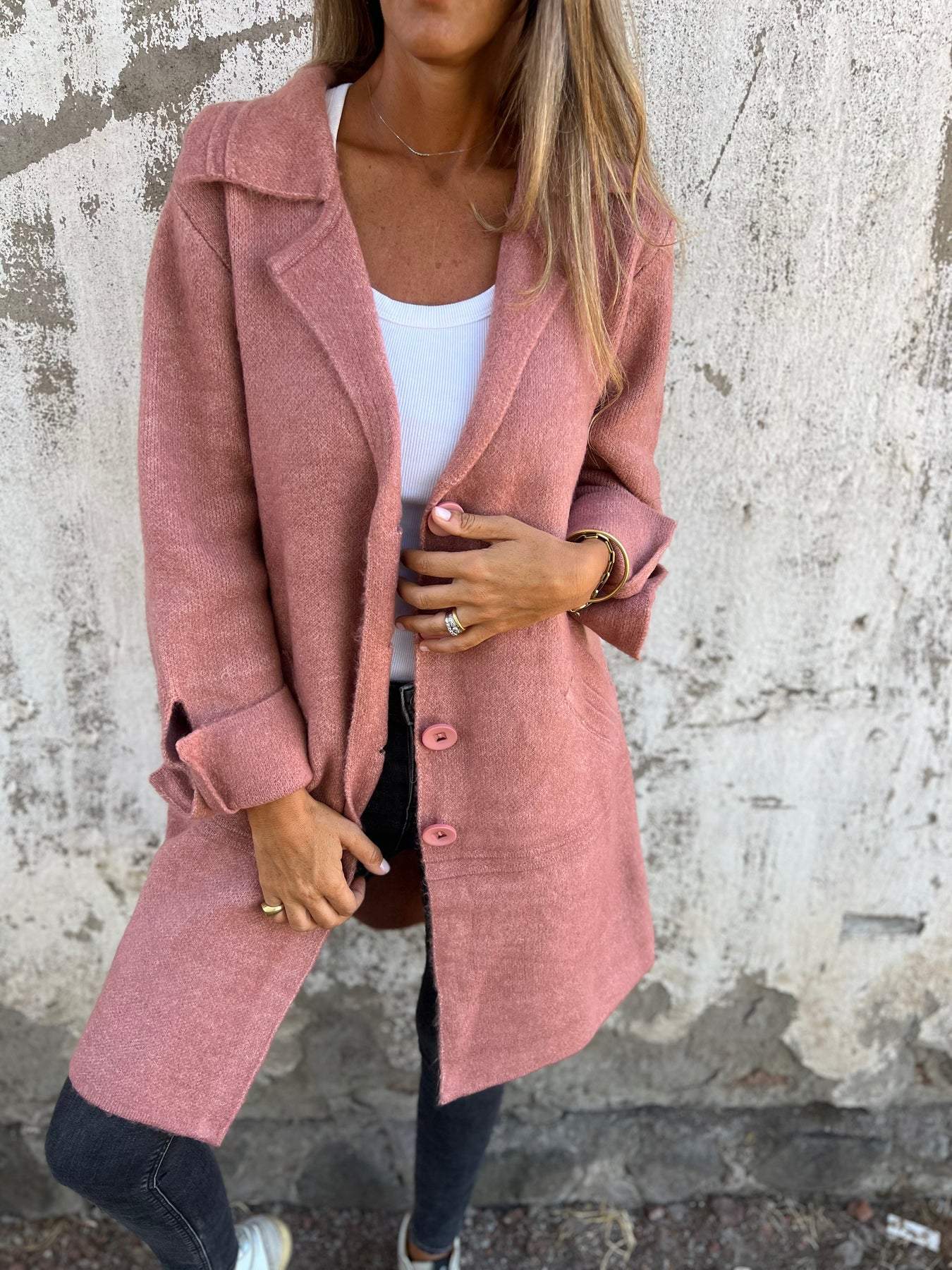 CLEARANCE SALEš„ Casual Lapel Wool Single Breasted Long Coat- 48% OFF