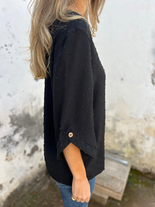 CLEARANCE SALEš„ Round Neck Embroidered Large Cuffs Casual Shirt
