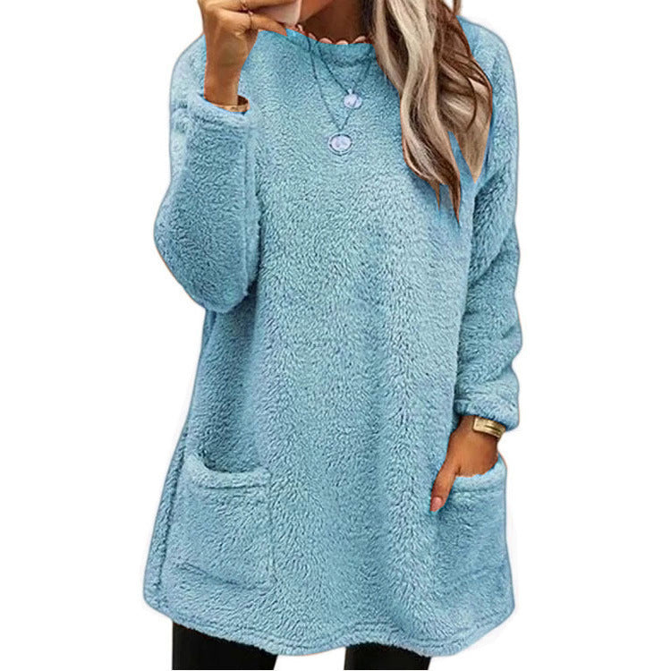 🔥LAST DAY 50% OFF🔥 Women's Long Sleeve Pocket Plush Sweatshirt