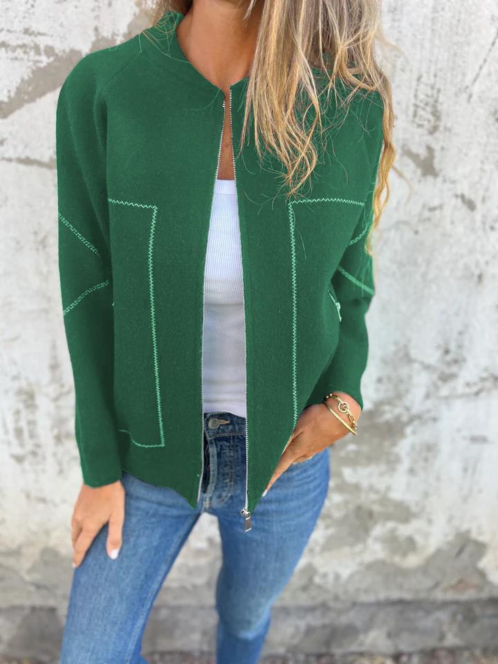 CLEARANCE SALEš„Casual Round Neck Zipper Thin Jacket