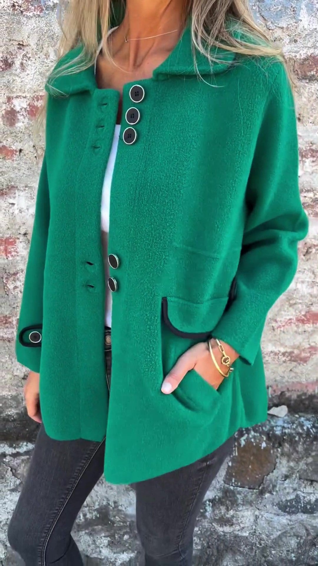 CLEARANCE SALEš„ Women's Casual Wool Lapel Button Coat