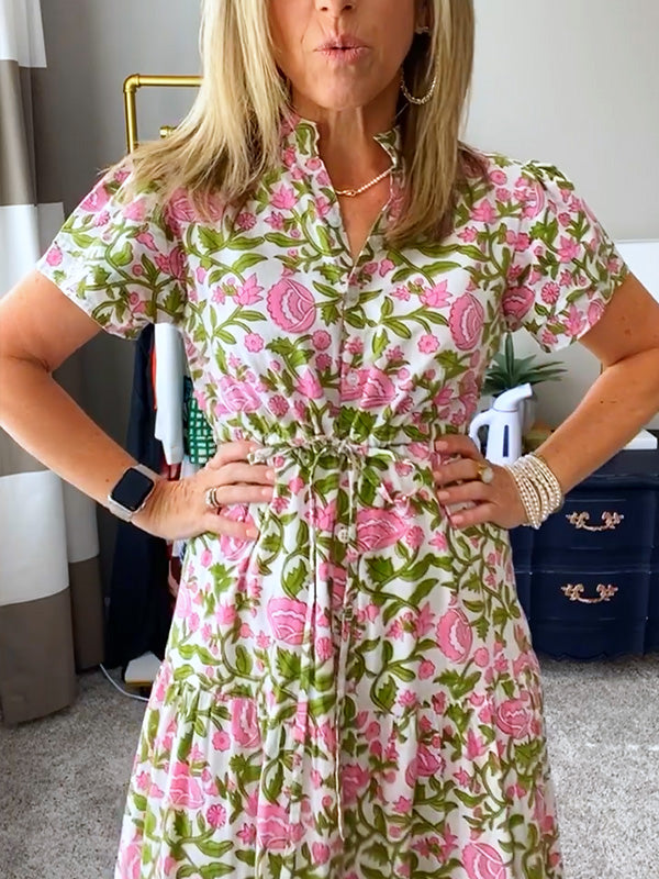 NEW🔥 Floral Print Elastic Waist Dress- Tax Free
