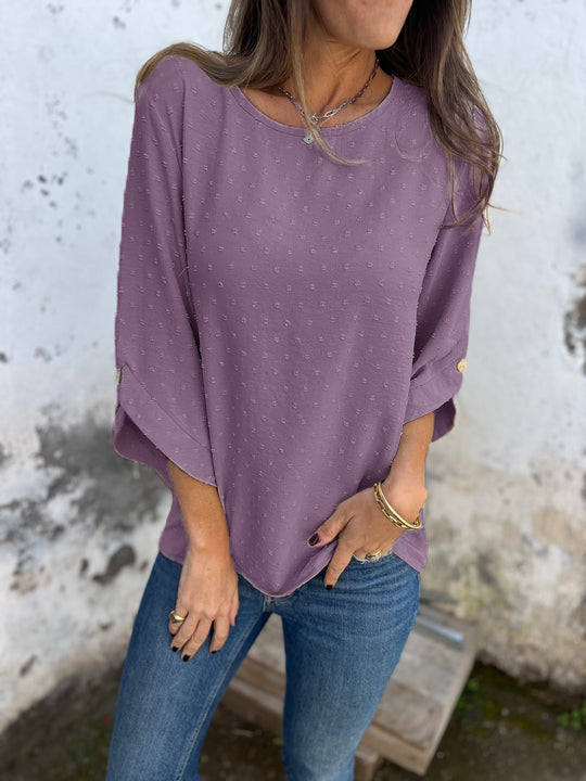 CLEARANCE SALEš„ Round Neck Embroidered Large Cuffs Casual Shirt