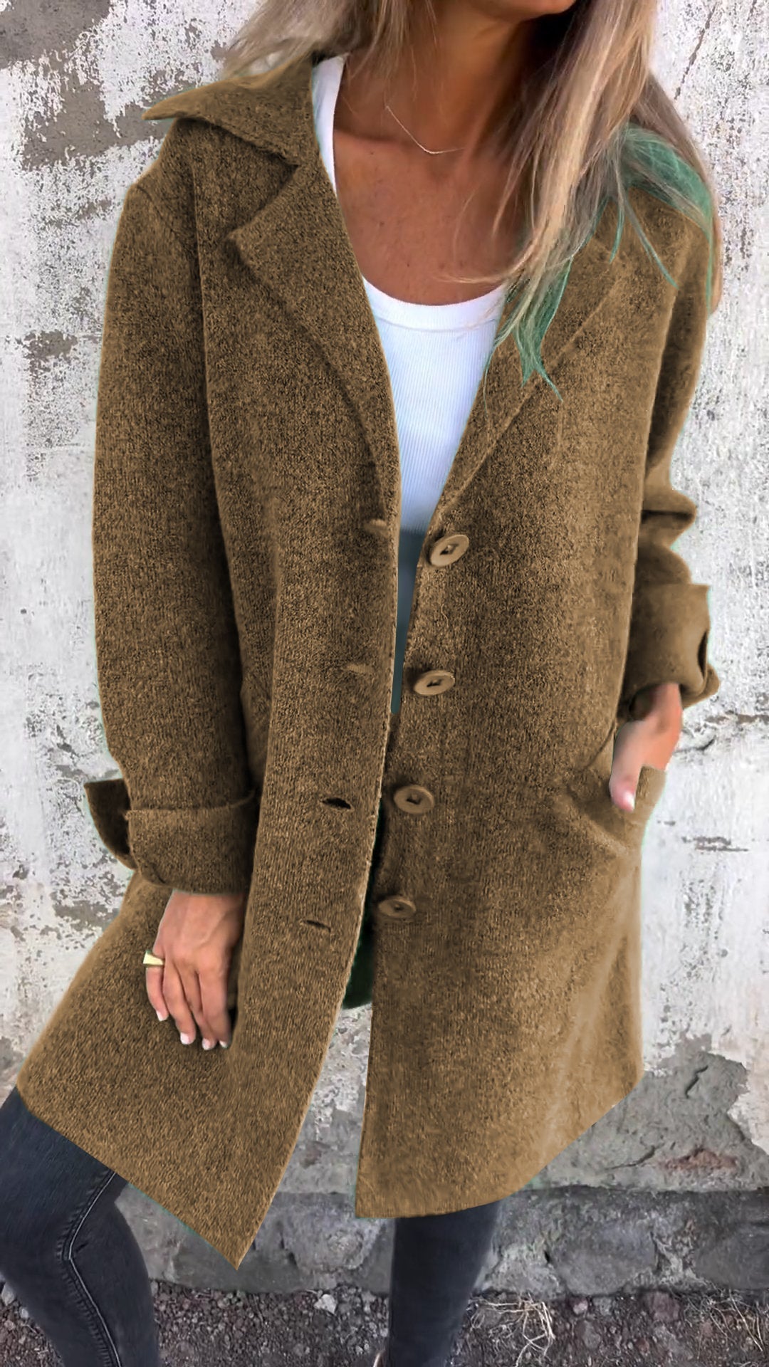 CLEARANCE SALEš„ Casual Lapel Wool Single Breasted Long Coat- 48% OFF