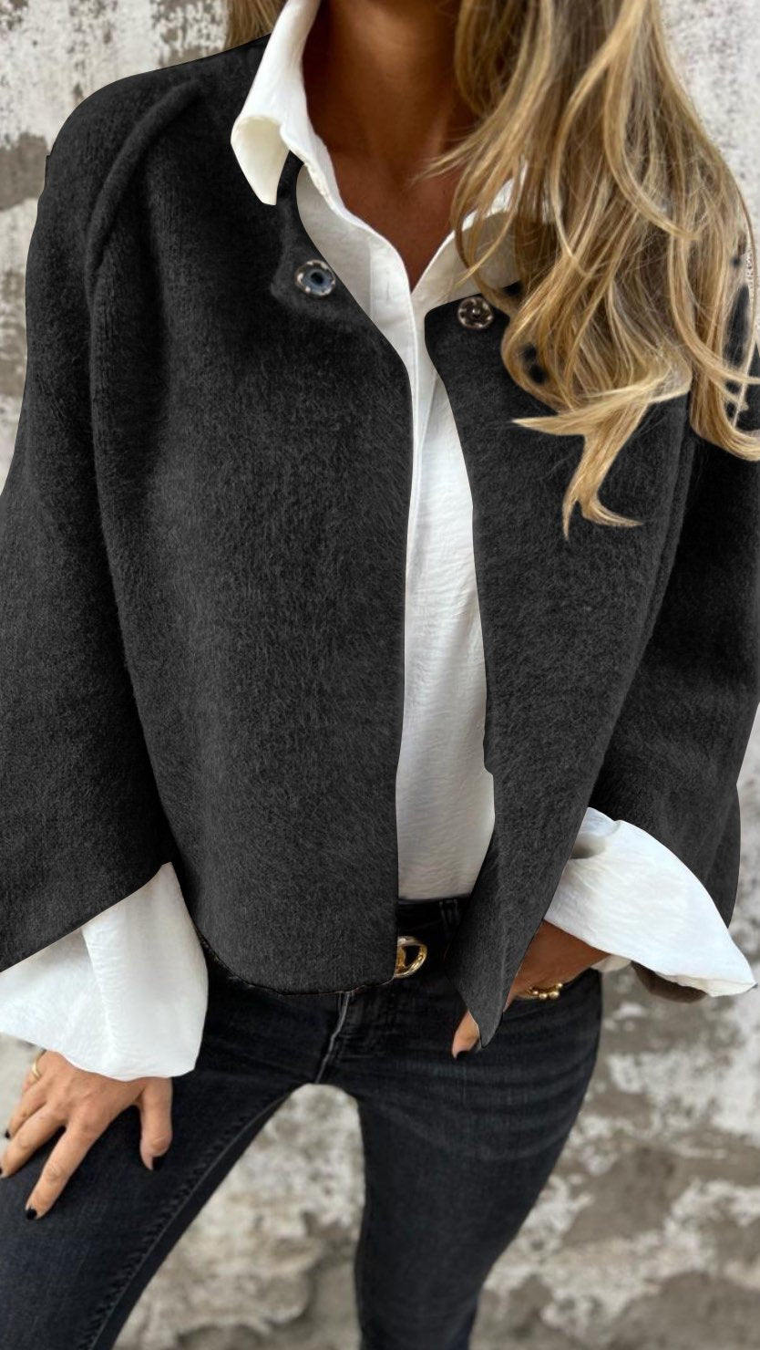 NEW IN- 50% OFF🔥Women's Cotton Woolen Round Neck Woolen Long Sleeve Coat