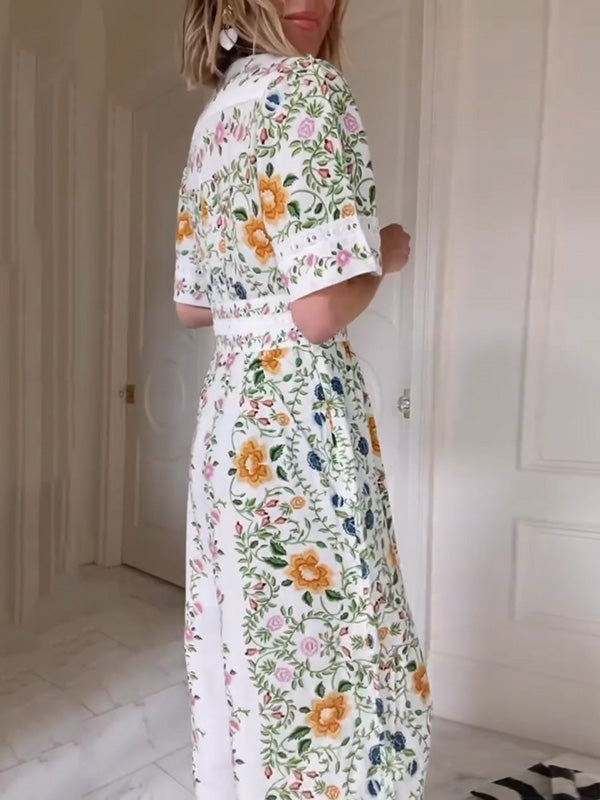 NEW🔥 V Neck Floral Elastic Waist Jumpsuit- Tax Free