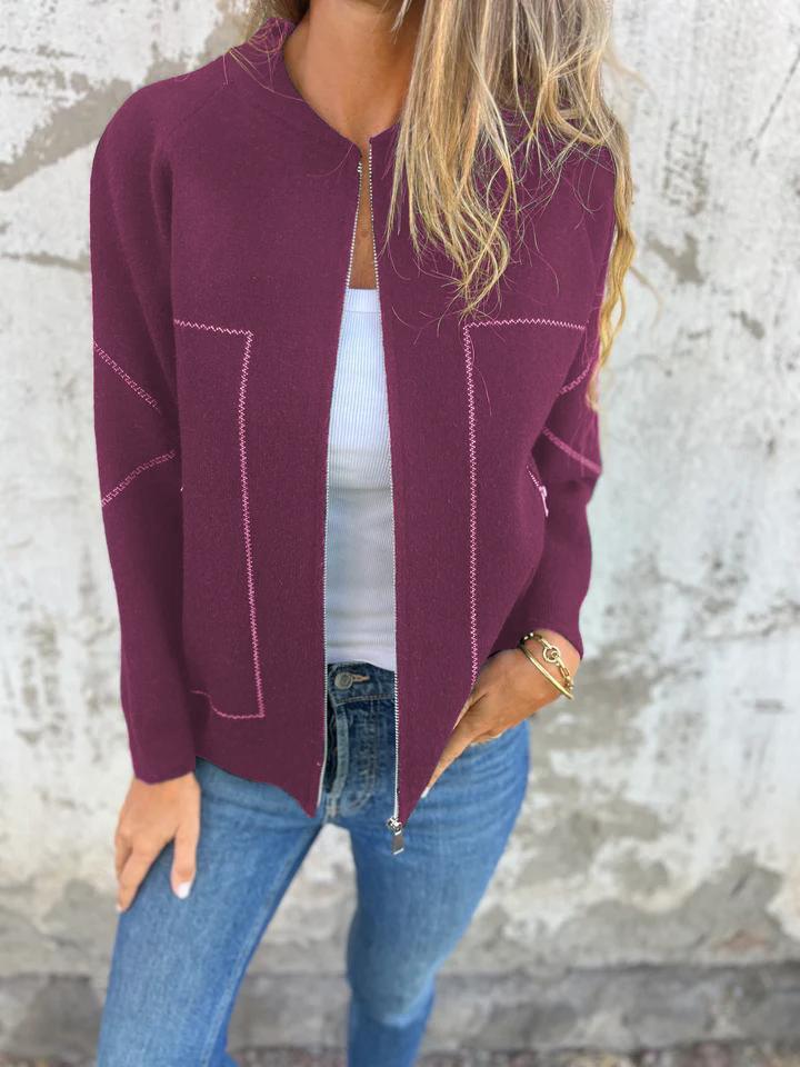 CLEARANCE SALEš„Casual Round Neck Zipper Thin Jacket