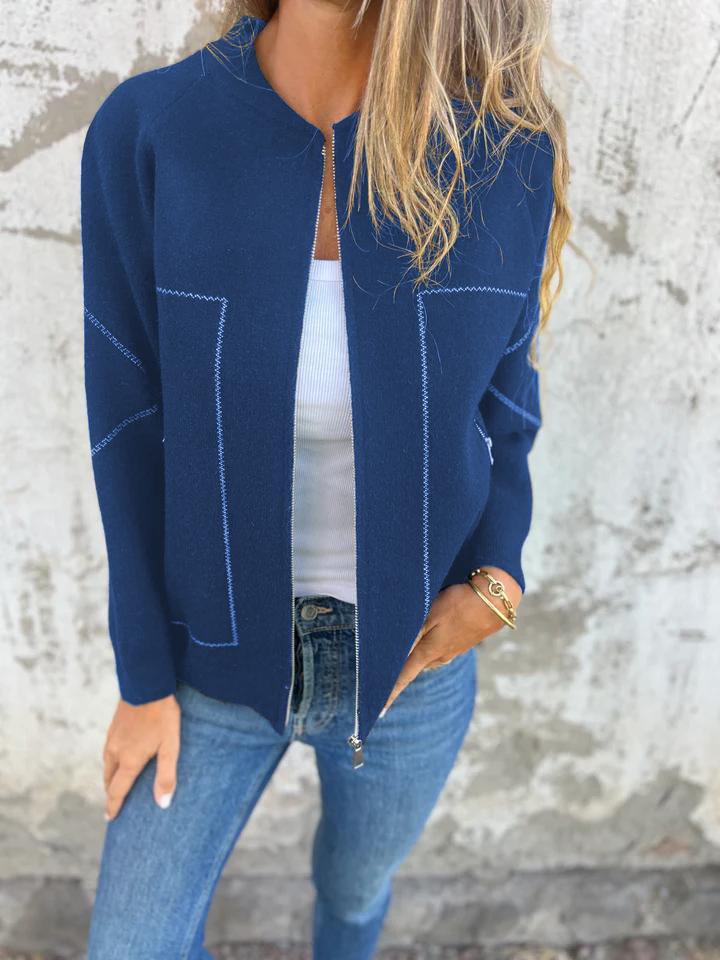 CLEARANCE SALEš„Casual Round Neck Zipper Thin Jacket