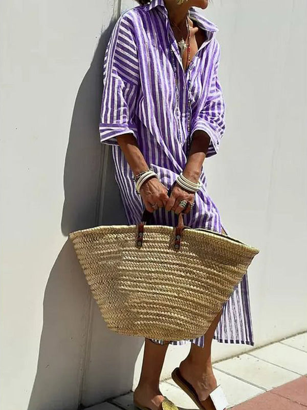 Classic Striped Summer Shirt Dress
